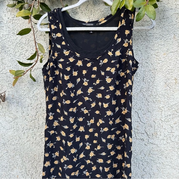 Vintage Guess Collection Black & Yellow Floral Midi Maxi Dress, Y2K Streetwear - Picture 4 of 13